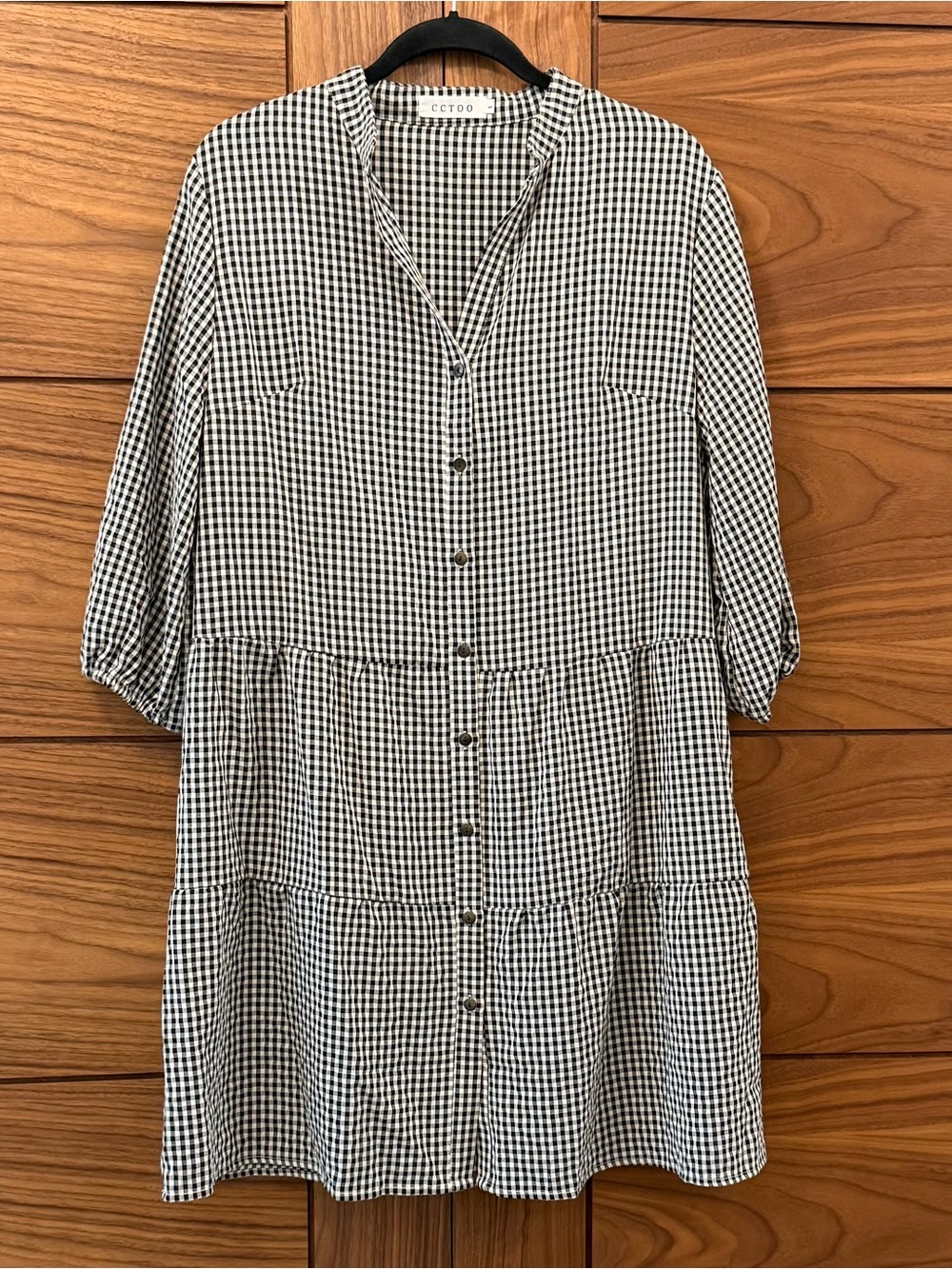 Black & White NWOT Gingham Button-Front CCTOO Dress Large